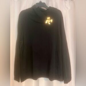 Venezia Jeans Black Hoodie Sweater 22/24 Plus Wool Blend w/ Pin